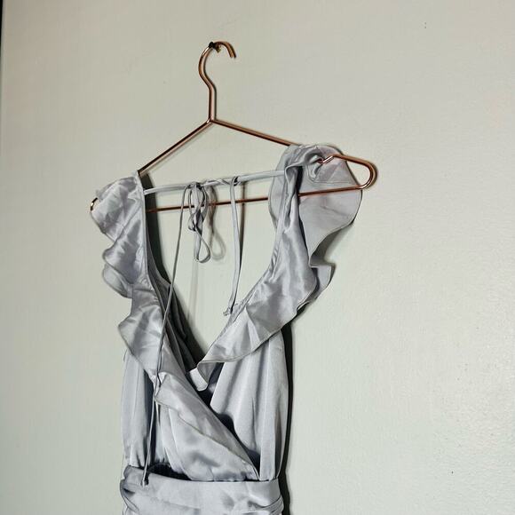 Show Me Your Mumu Samantha Silver Ruffle Layer Wrap Dress Size Extra Small NWT - Picture 8 of 16